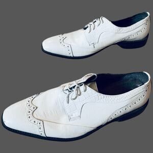 Stacy Adams White Leather Dress Shoes Size 11 Men’s Classic Formal Oxfords